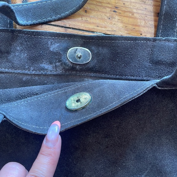Vintage Suede Lace Up Purse Gray - Picture 2 of 5